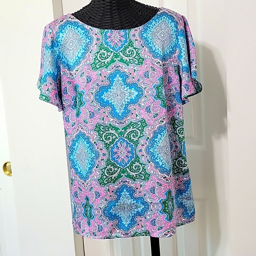 Talbots Dressy Top colorful aqua size M "NWT "